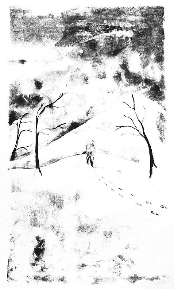 Des pas dans la neige